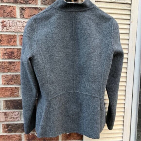 Talbots * Boiled Wool Blazer Jacket Open Front Light / Dark Gray EUC - Picture 4 of 15